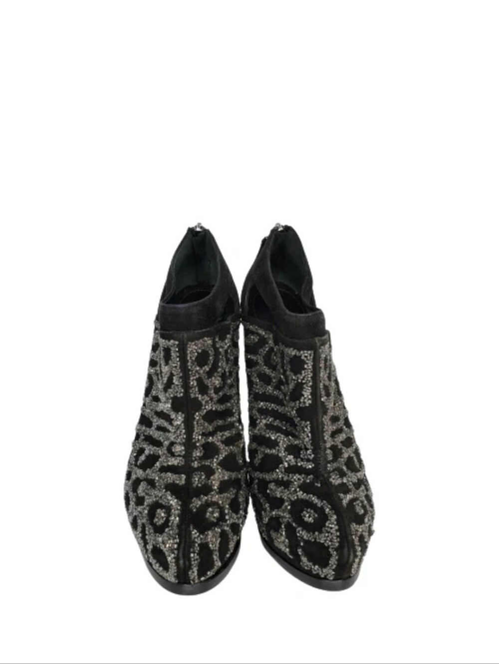 Fendi Crystal Embellished Black Suede Platform Ankle Booties - Picture 2 of 7